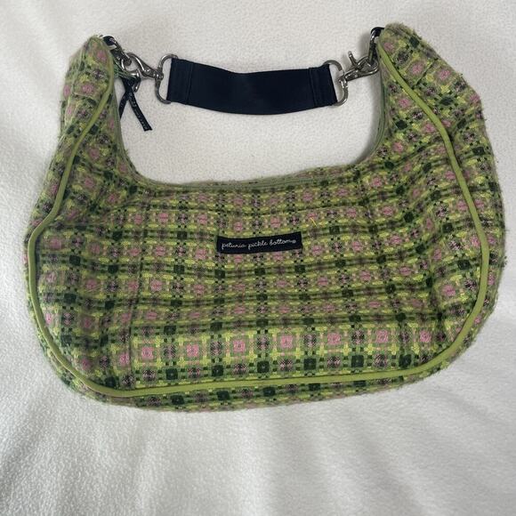 Petunia Pickle Bottom Diaper Bag Green Pink Touring Hobo Tote With Changing Pad! - Picture 1 of 10